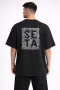 Abstract Graphic Oversized Black T-Shirt | Front & Back Print Streetwear