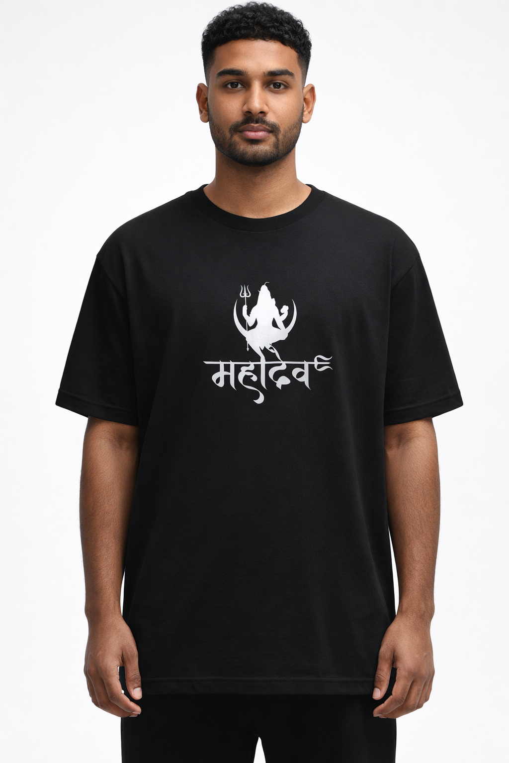 Mahadev Oversized Black T-Shirt – Premium Cotton Back Print
