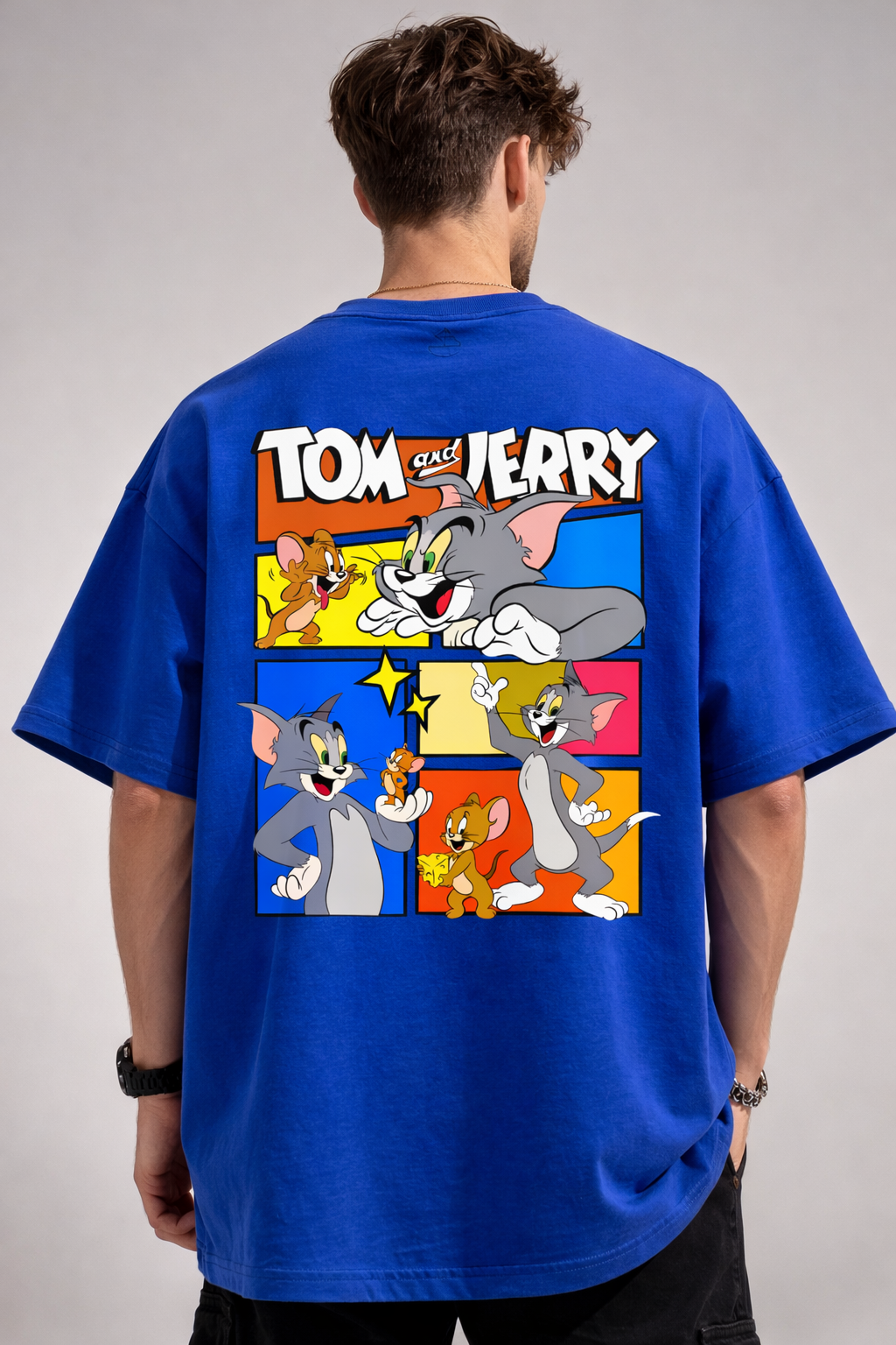 Tom & Jerry Royal Blue Oversized Unise T-Shirt