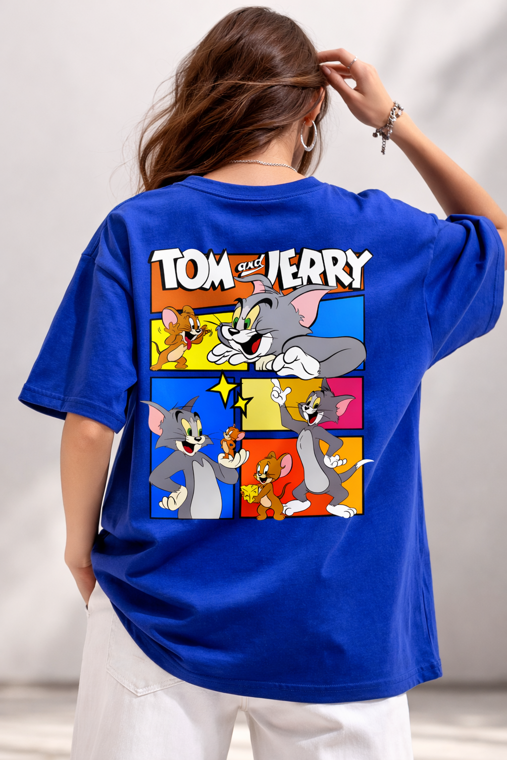 Tom & Jerry Royal Blue Oversized Unise T-Shirt
