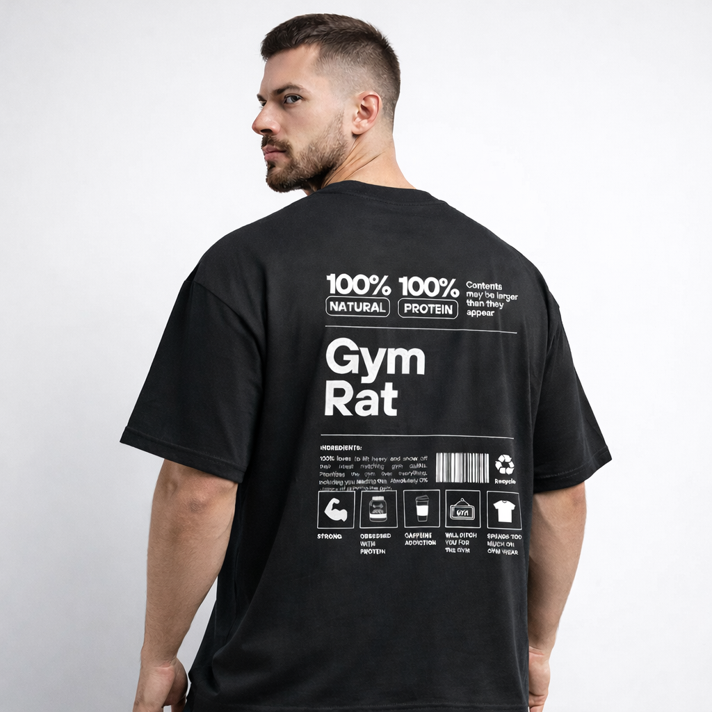 Gym Rat Graphic Oversized T-Shirt for Men