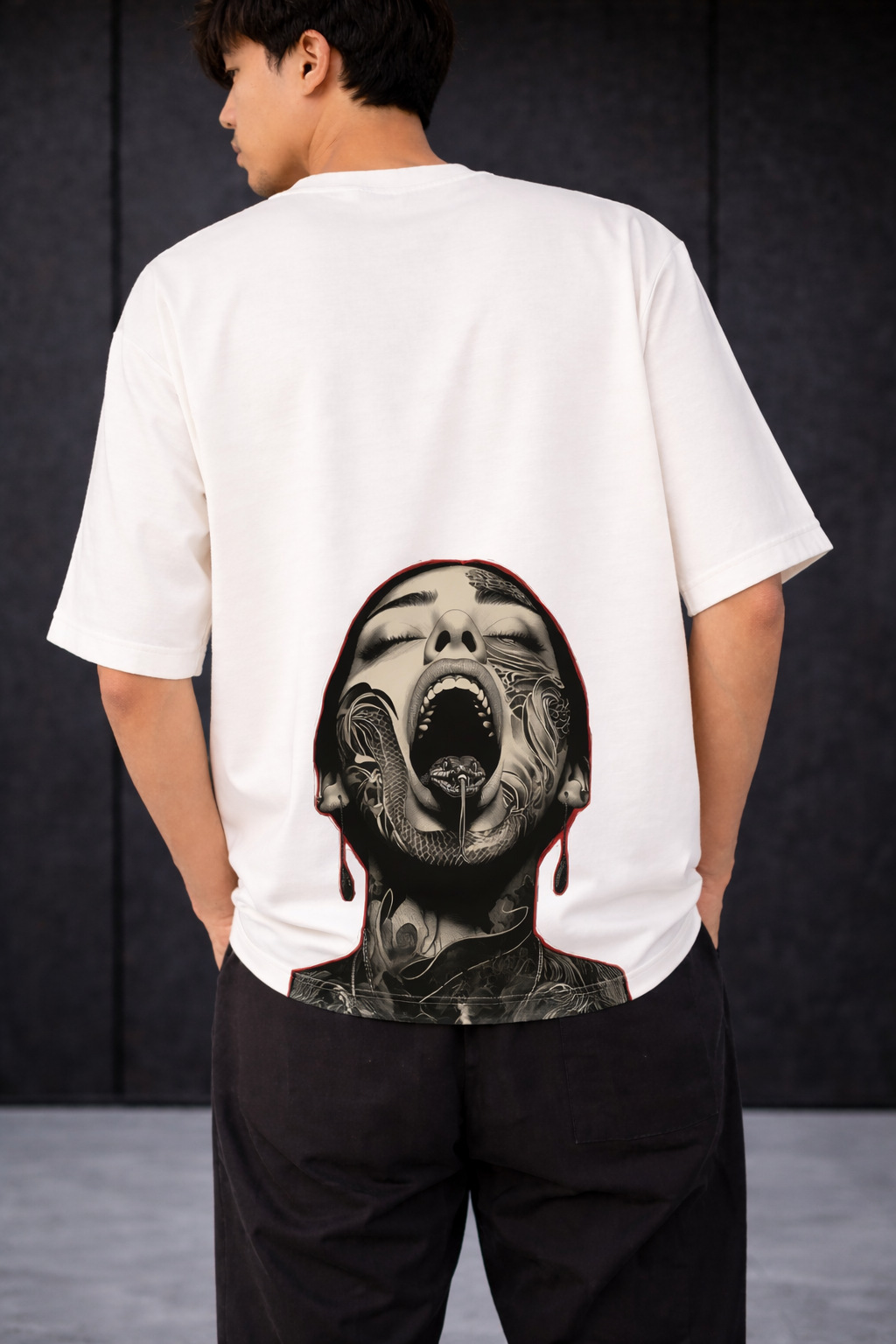 Empyreous Gothic Logo Oversized T-Shirt – Off White | Premium Streetwear