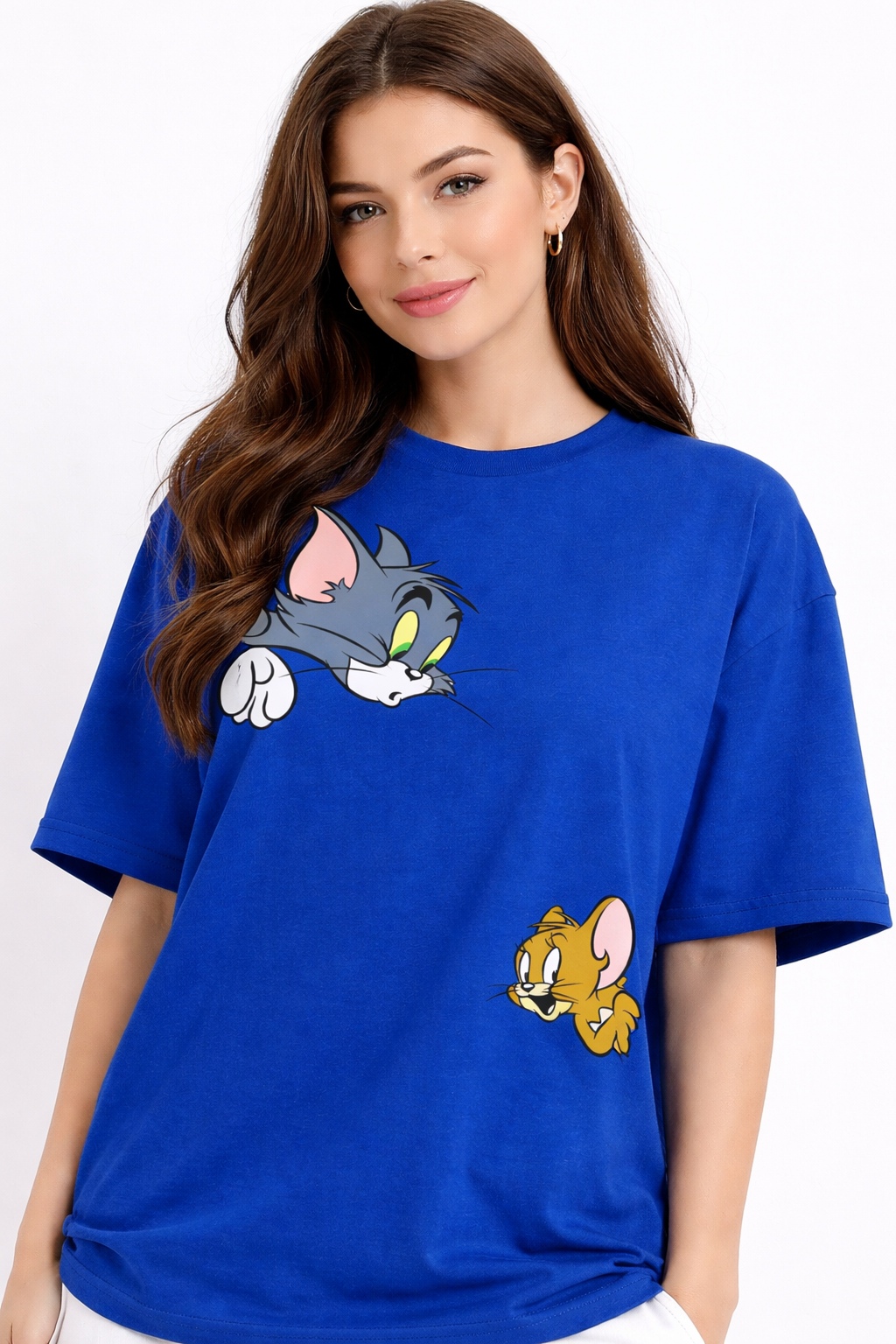 Tom & Jerry Royal Blue Oversized Unise T-Shirt