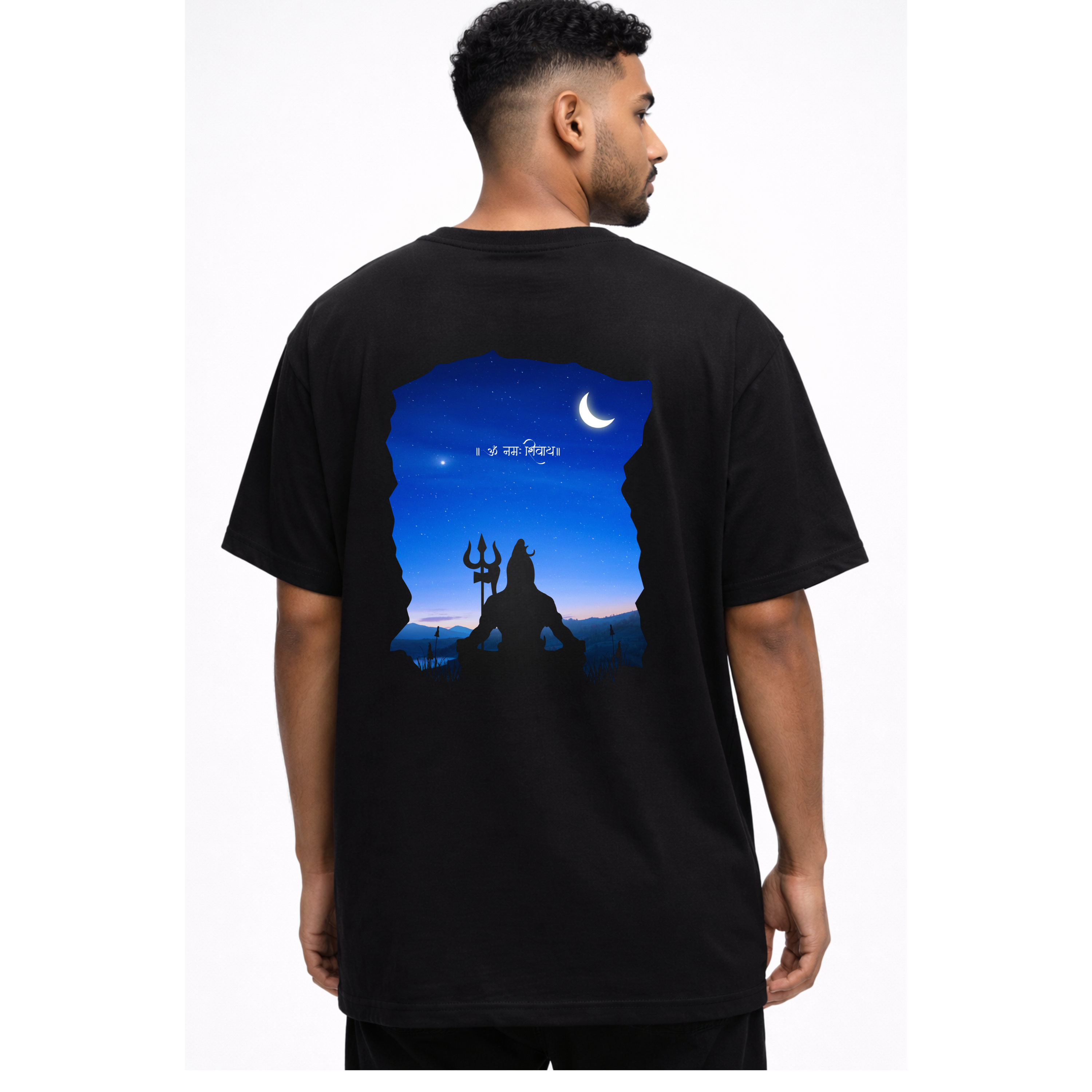 Mahadev Oversized Black T-Shirt – Premium Cotton Back Print