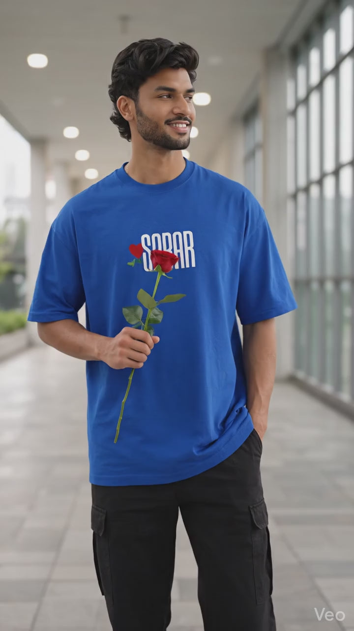 SABAR Premium Oversized T-Shirt – Royal Blue | Motivational Back Print Streetwear by The Drip Tee